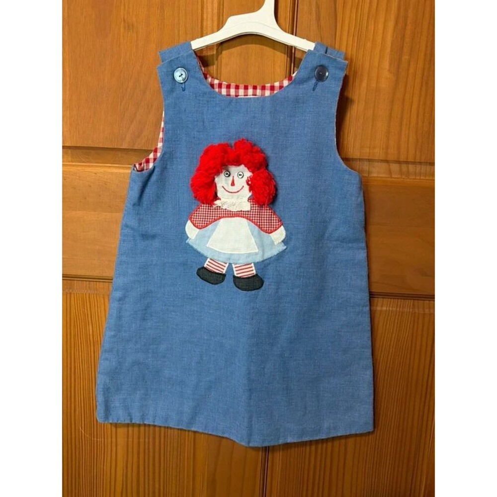Vintage the pond raggedy Anne embroidered appliqué denim dress